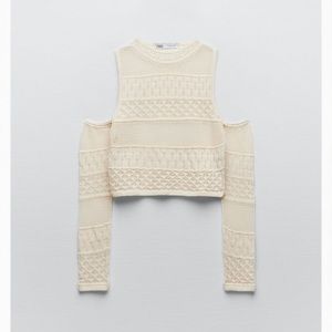 NWT Zara cut out pointelle knit top